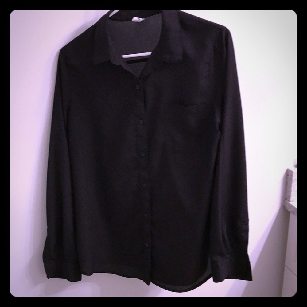 Sheer black button up